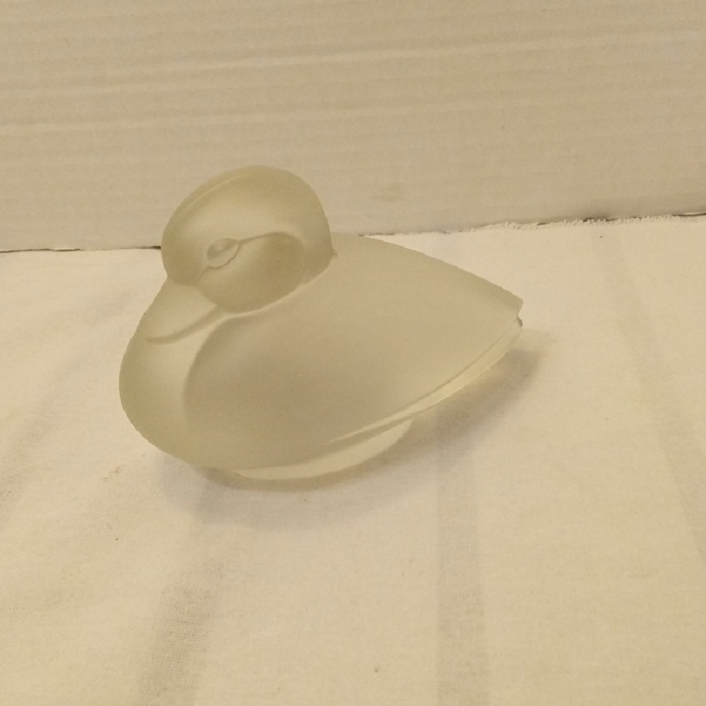 Vintage Luceinne Bloch Frosted Glass Duck Figurine